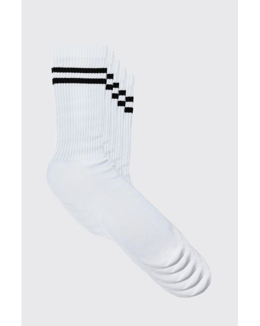 Boohoo White 5 Pack Sport Stripe Socks