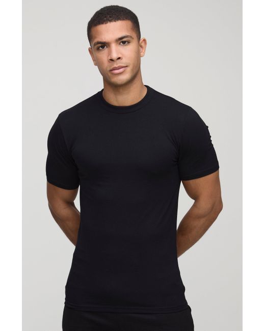 BoohooMAN 2er-Pack Basic Muscle-Fit T-Shirts in Blue für Herren
