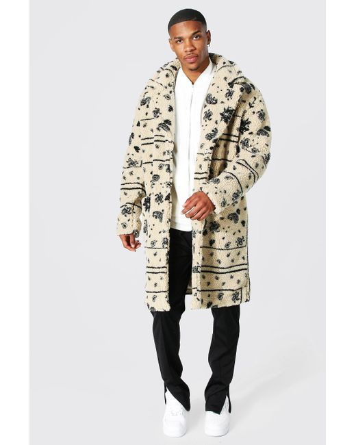 camo borg longline jacket