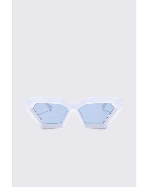 BoohooMAN Chunky Plastic Sunglasses In White in Blue für Herren
