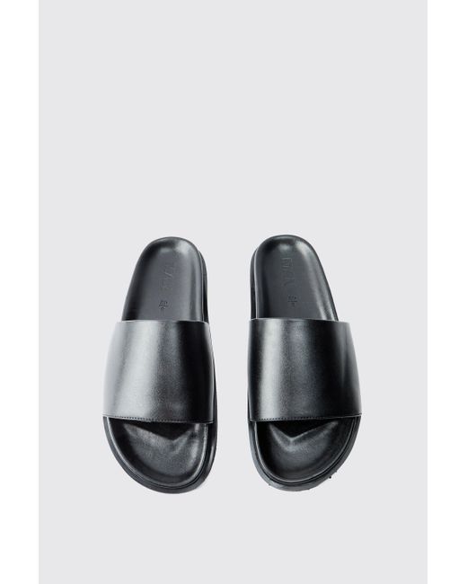 BoohooMAN PU Platform Slides in Gray für Herren