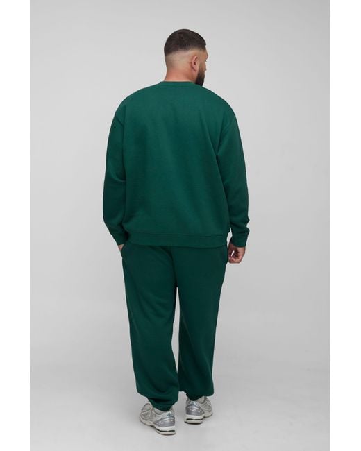 BoohooMAN Green Plus Basic Oversized Crew Neck Sweatshirt for men