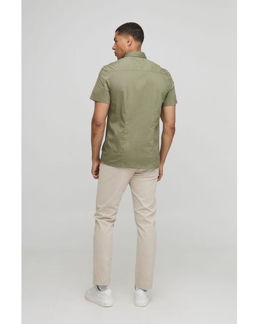 BoohooMAN Green Relaxed Fit Basic Short Sleeve Collared for men
