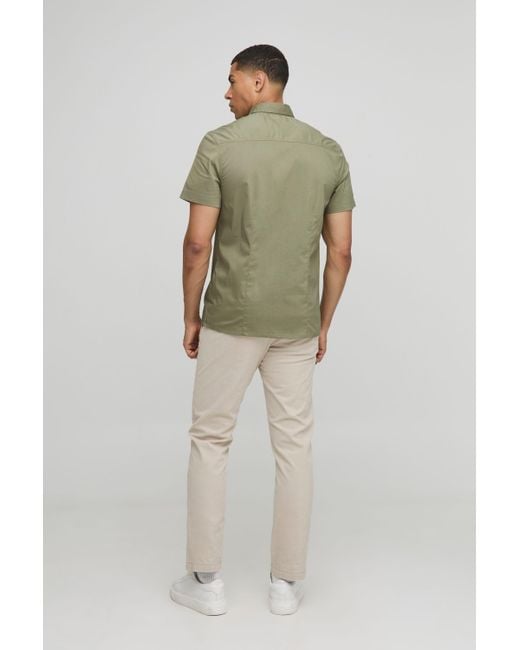 BoohooMAN Green Relaxed Fit Basic Short Sleeve Collared for men