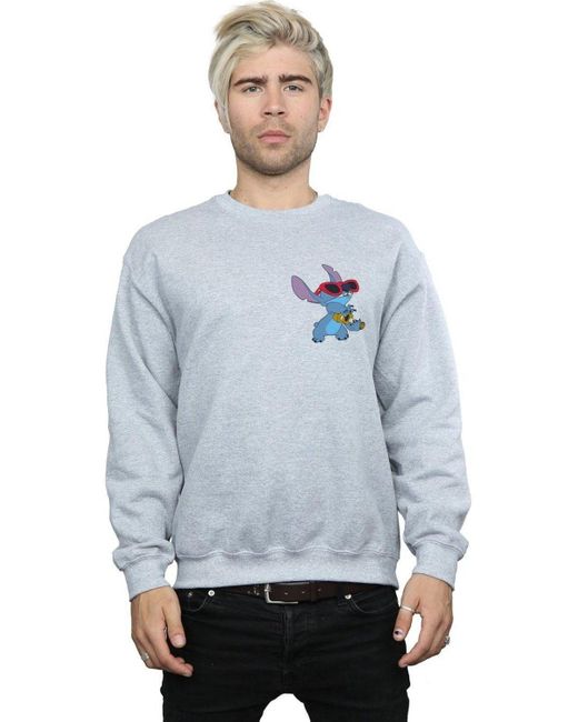 BoohooMAN Blue Disney Lilo And Stitch Guitar Sweatshirt for men