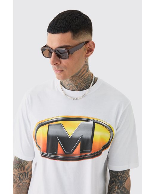 BoohooMAN Tall Core Fit M Logo Print T-shirt in White für Herren