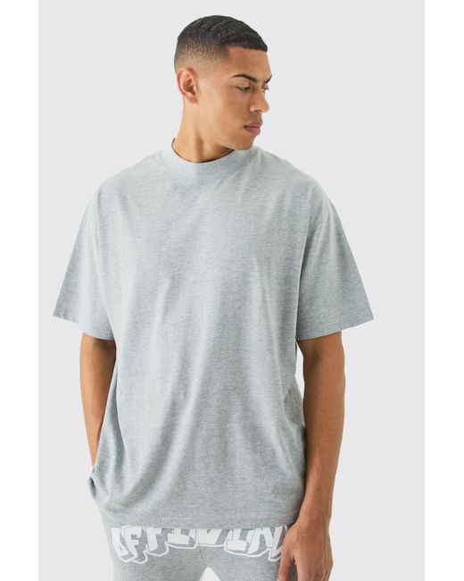 BoohooMAN Gray Oversized Extended Neck T-shirt for men