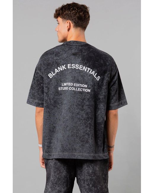 BoohooMAN Gray Blank Essentials Cotton 'enzyme' Short Sleeve Washed T-shirt for men