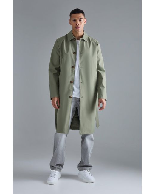 BoohooMAN Gray Classic Belted Trench Coat for men