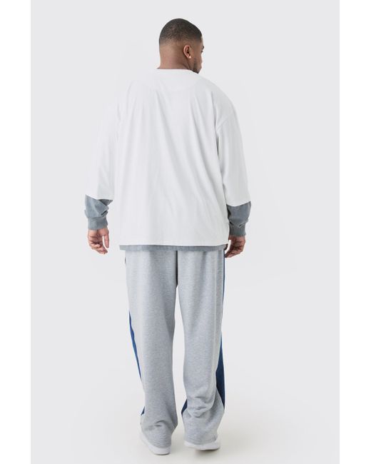 BoohooMAN Plus Oversized Washed Carded Heavy Ofcl Faux Layer T-shirt in White für Herren
