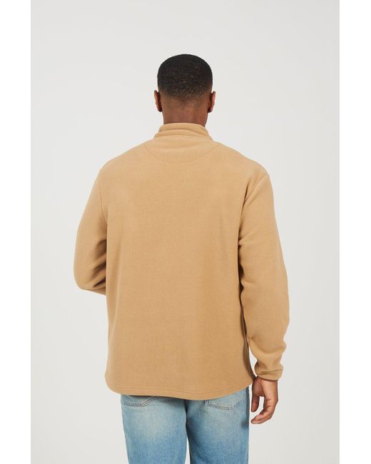 BoohooMAN Natural Brave Soul Contrast Quarter Zip Fleece for men