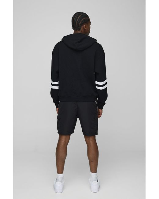 Sudadera Oversize Recta De Tela Gofre Con Capucha Y Estampado De Motociclismo Boohoo de color Gray