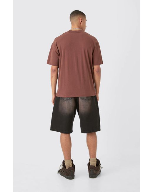 BoohooMAN Brown Oversized Washed Golden State Ranch T-shirt for men