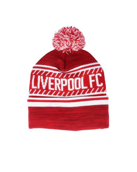 BoohooMAN Red Liverpool Fc 47 Pom Pom Beanie for men