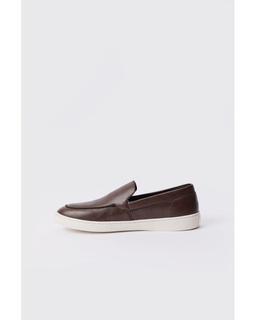 BoohooMAN Pu Slip On Loafer In Brown for men