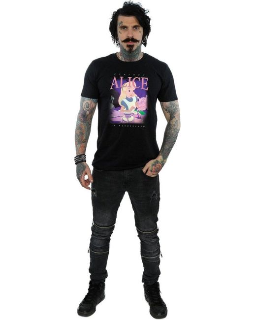 BoohooMAN Black Disney Alice In Wonderland Montage T-shirt for men