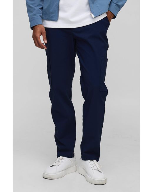 Technic Blue Straight Fit Al Stretch Cargo Pants