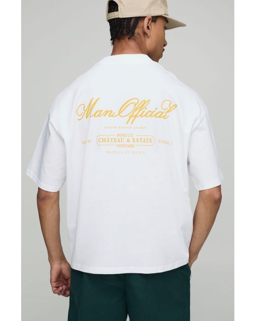 BoohooMAN White Oversized Boxy Extended Neck Man Official T-shirt for men