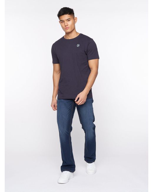 BoohooMAN Blue Crosshatch Winsbury Bootcut Jeans for men