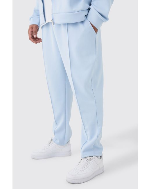 BoohooMAN Blue Plus Slim Tapered Cropped Scuba Jogger for men