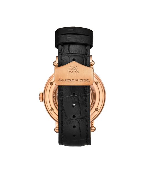 BoohooMAN Black Alexander Alexander A153 Luxury Swiss Automatic Classic 43mm Stainless Steel Luxury Watch With Brass Dial And Sapphire Crystal for men