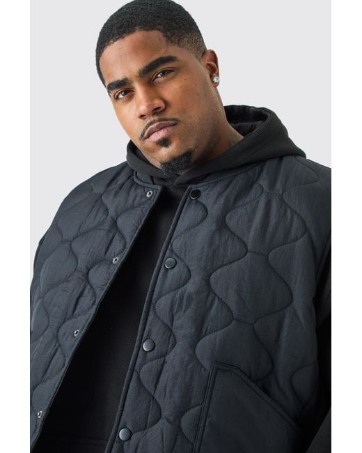 BoohooMAN Gray Plus Onion Quilted Gilet for men