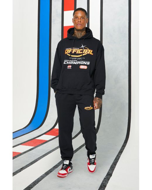 Boohoo Oversized Official Moto Print Hoodie Tracksuit in Black (Blue) for Men Save 3 Lyst