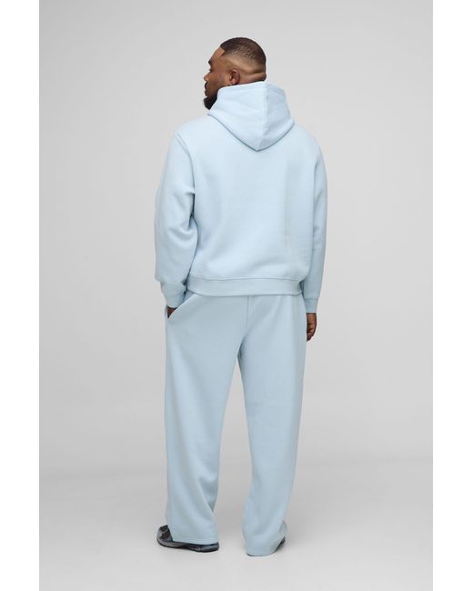 BoohooMAN Blue Plus Basic Boxy Over The Head Hoodie for men