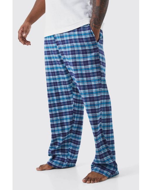 BoohooMAN Plus Check Pyjama Bottoms in Blue for Men | Lyst