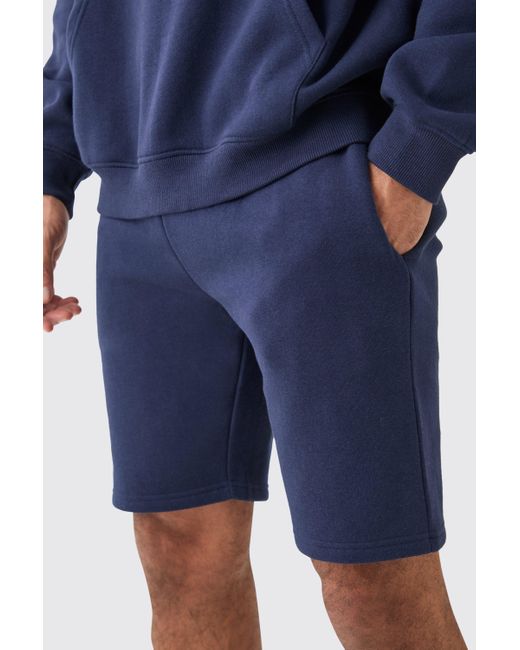 BoohooMAN Blue Slim Mid Length Jersey Short for men