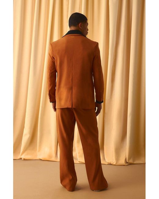 BoohooMAN Brown Double Breasted Suit Jacket for men