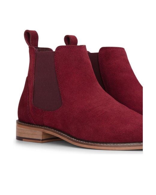 BoohooMAN Red Infinity Leather Suede Leather Slip-on Chelsea Ankle Boots for men