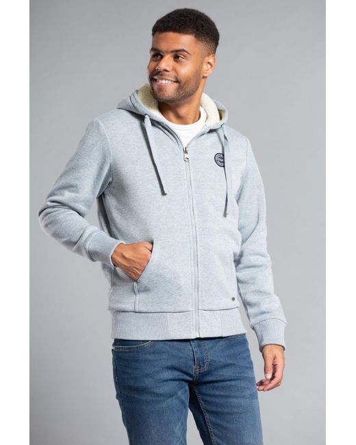 BoohooMAN Gray Tokyo Laundry Borg Lined Zip-through Hoody for men