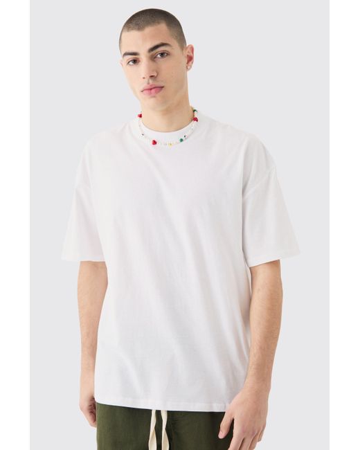 BoohooMAN White Oversized Love Heart Print T-shirt for men