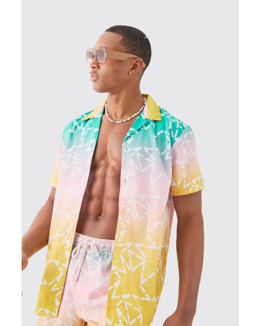 Regular Ombre Shirt & Swim Short Set Boohoo de color Multicolor