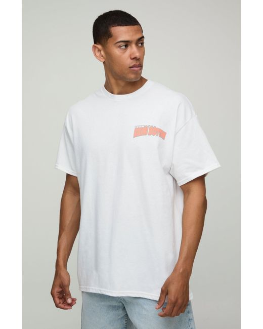 BoohooMAN Weißes kastiges Oversize T-Shirt mit Spongebob-Print in White für Herren
