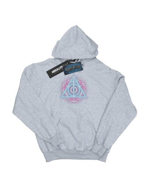 BoohooMAN Blue Harry Potter Neon Deathly Hallows Hoodie for men