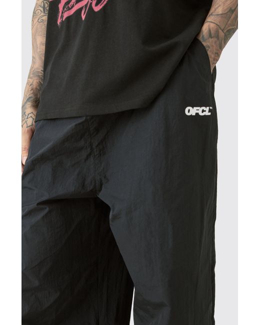 BoohooMAN Black Tall Oversized Ofcl Parachute Pants for men