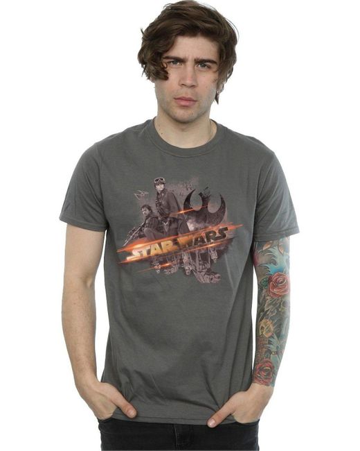 BoohooMAN Gray Star Wars Rogue One Rebel Team T-shirt for men