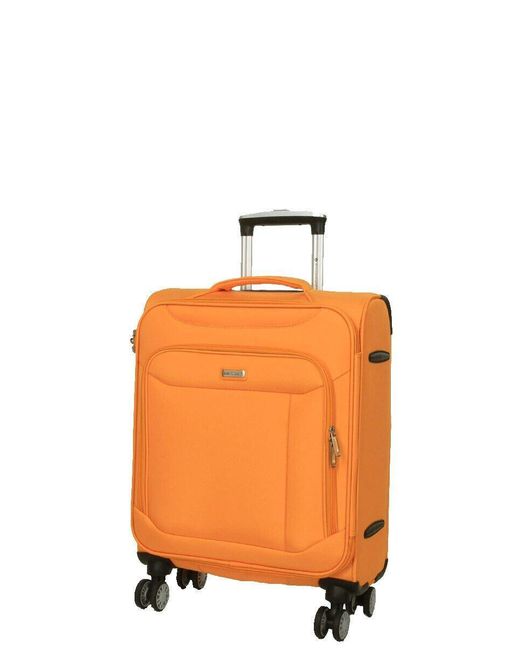 BoohooMAN Orange Infinity Leather Lightweight Yellow Suitcase 4 Wheel Luggage Travel Cabin Tsa Soft Bag for men