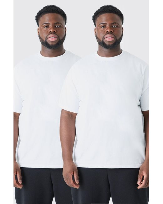 BoohooMAN White Plus 2 Pack Basic T-shirt for men