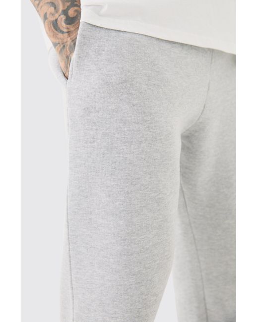 BoohooMAN White Tall Basic Skinny Fit Jogger In Grey Marl for men