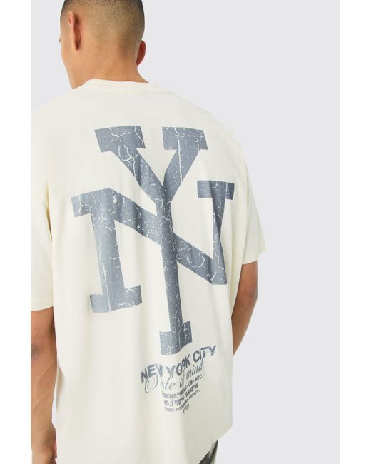 BoohooMAN Blue Oversized Ny Graphic T-shirt for men