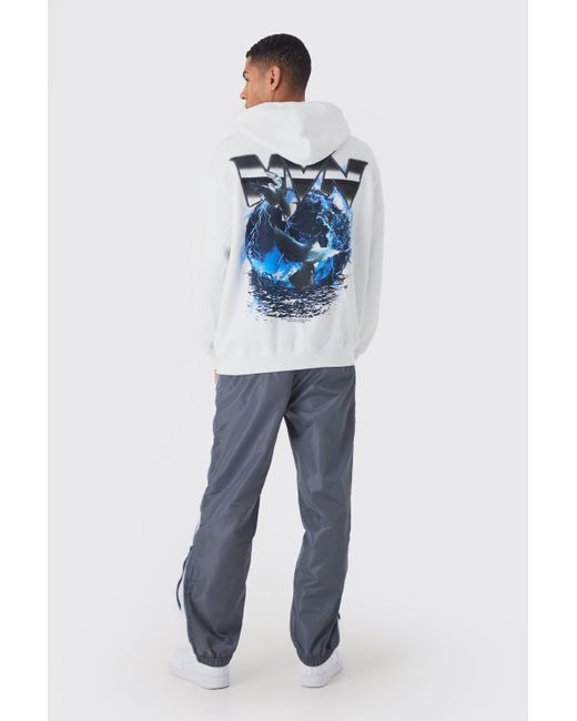 BoohooMAN Blue Dove Back Print Hoodie for men