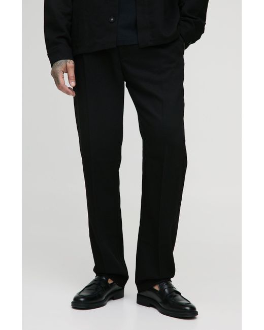 BoohooMAN Black Tall Twill Adjustable Side Tailored Trousers for men