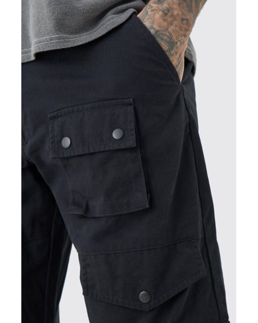 BoohooMAN Blue Tall Relaxed Fit Twill Cargo Pants for men