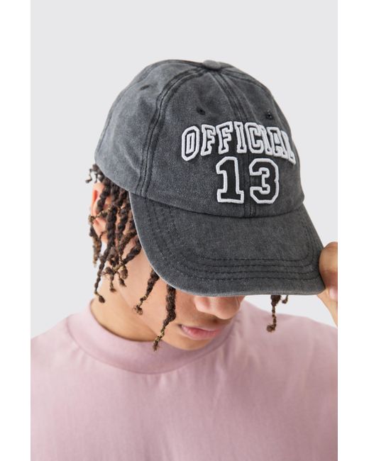 BoohooMAN Official Embroidered Washed Cap in Gray für Herren