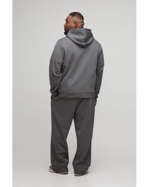BoohooMAN Gray Plus Basic Oversized Zip Through Hoodie for men