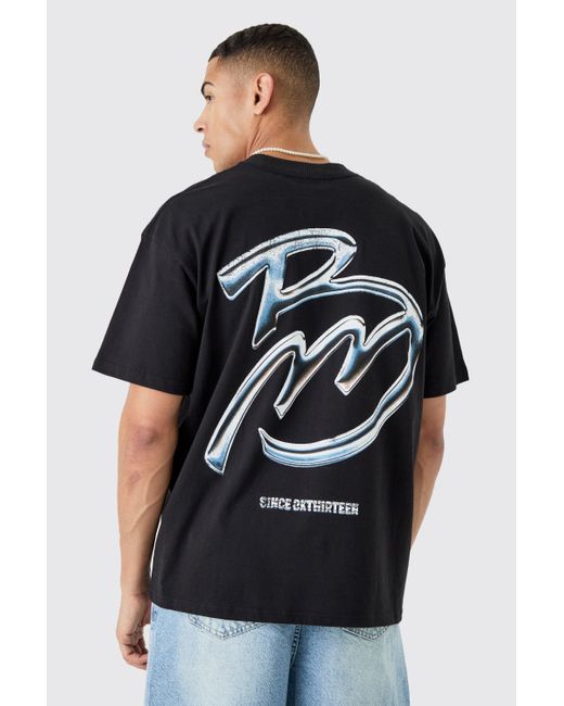 BoohooMAN Black Oversized Bm Graphic T-shirt for men