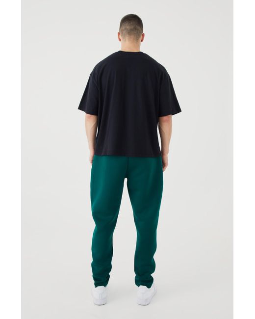 BoohooMAN Green Tall Slim Tapered Cropped Bonded Scuba Jogger for men